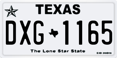 TX license plate DXG1165