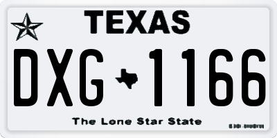 TX license plate DXG1166