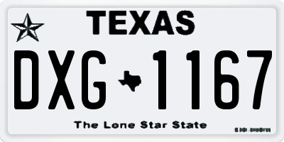 TX license plate DXG1167