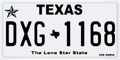 TX license plate DXG1168