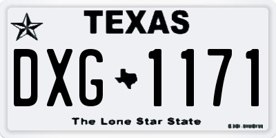 TX license plate DXG1171