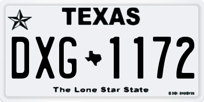 TX license plate DXG1172