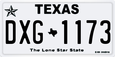 TX license plate DXG1173