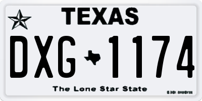 TX license plate DXG1174