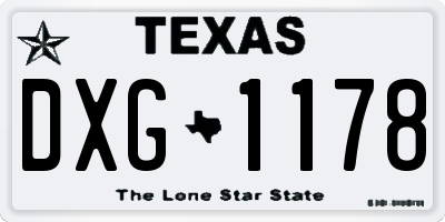 TX license plate DXG1178