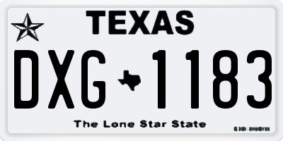 TX license plate DXG1183