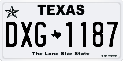 TX license plate DXG1187