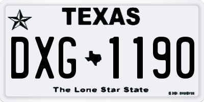 TX license plate DXG1190