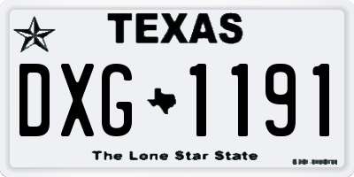 TX license plate DXG1191