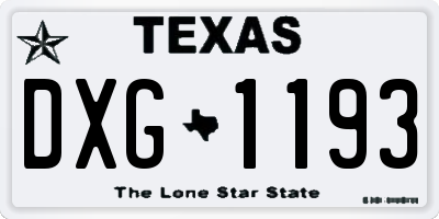 TX license plate DXG1193