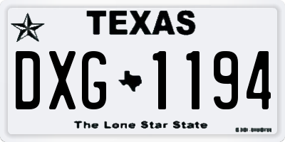 TX license plate DXG1194