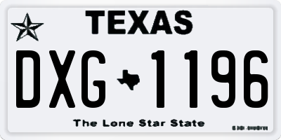 TX license plate DXG1196