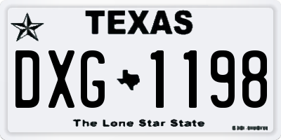 TX license plate DXG1198