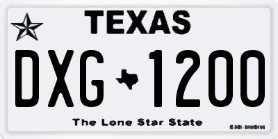 TX license plate DXG1200