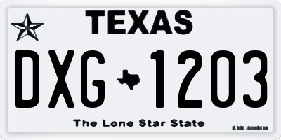 TX license plate DXG1203