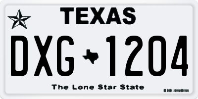 TX license plate DXG1204