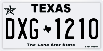 TX license plate DXG1210