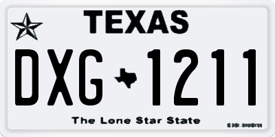 TX license plate DXG1211