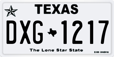 TX license plate DXG1217