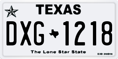 TX license plate DXG1218