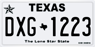 TX license plate DXG1223