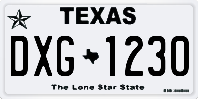 TX license plate DXG1230