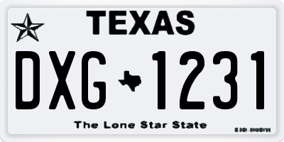 TX license plate DXG1231