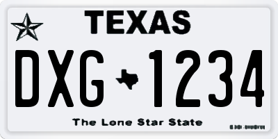 TX license plate DXG1234