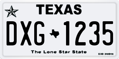TX license plate DXG1235