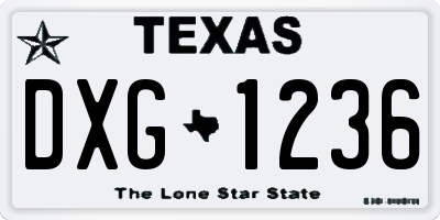 TX license plate DXG1236