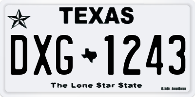 TX license plate DXG1243