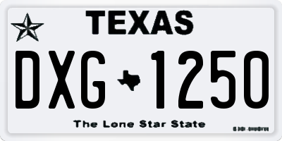 TX license plate DXG1250