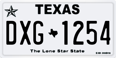 TX license plate DXG1254