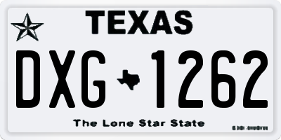 TX license plate DXG1262