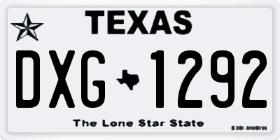 TX license plate DXG1292