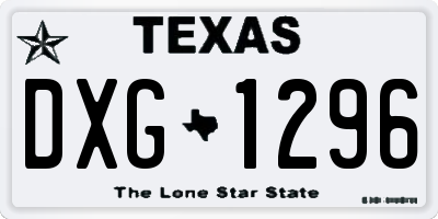 TX license plate DXG1296