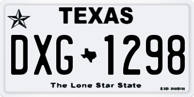 TX license plate DXG1298