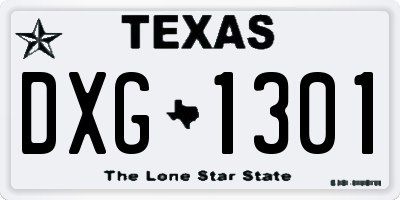 TX license plate DXG1301