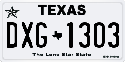 TX license plate DXG1303