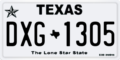 TX license plate DXG1305