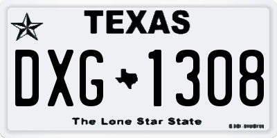 TX license plate DXG1308