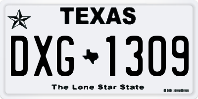 TX license plate DXG1309