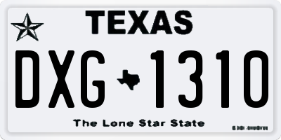 TX license plate DXG1310