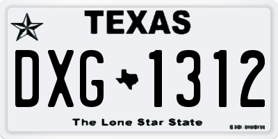 TX license plate DXG1312