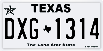 TX license plate DXG1314