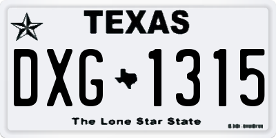 TX license plate DXG1315