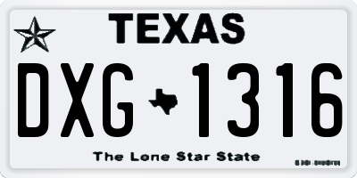 TX license plate DXG1316