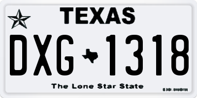 TX license plate DXG1318