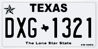 TX license plate DXG1321