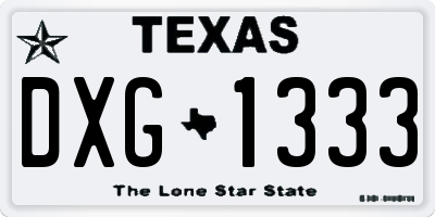 TX license plate DXG1333